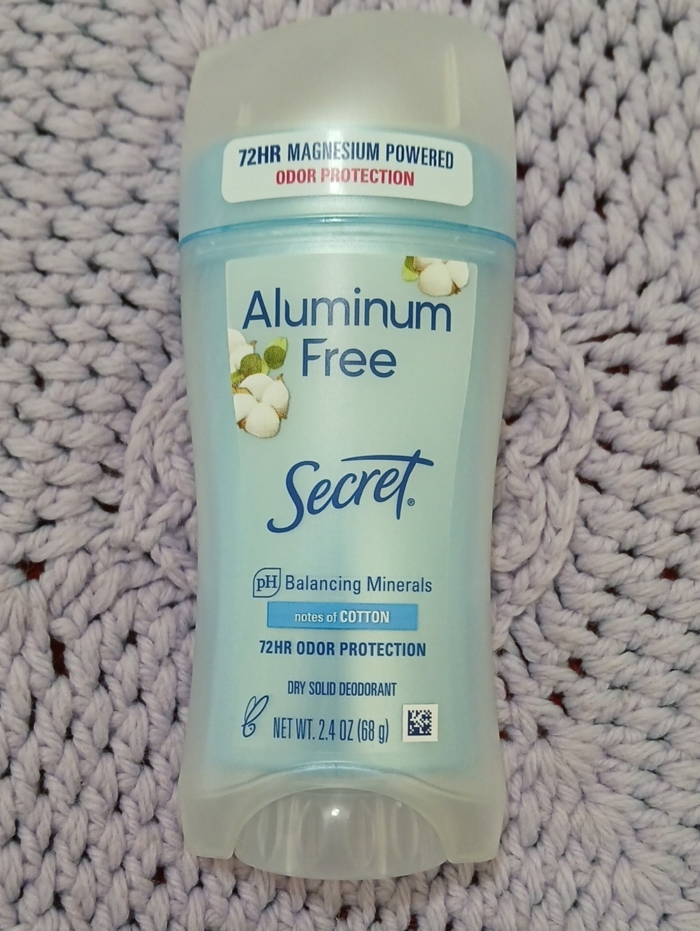 Secret Aluminum Free Women's Deodorant Solid Cotton 2.4 oz